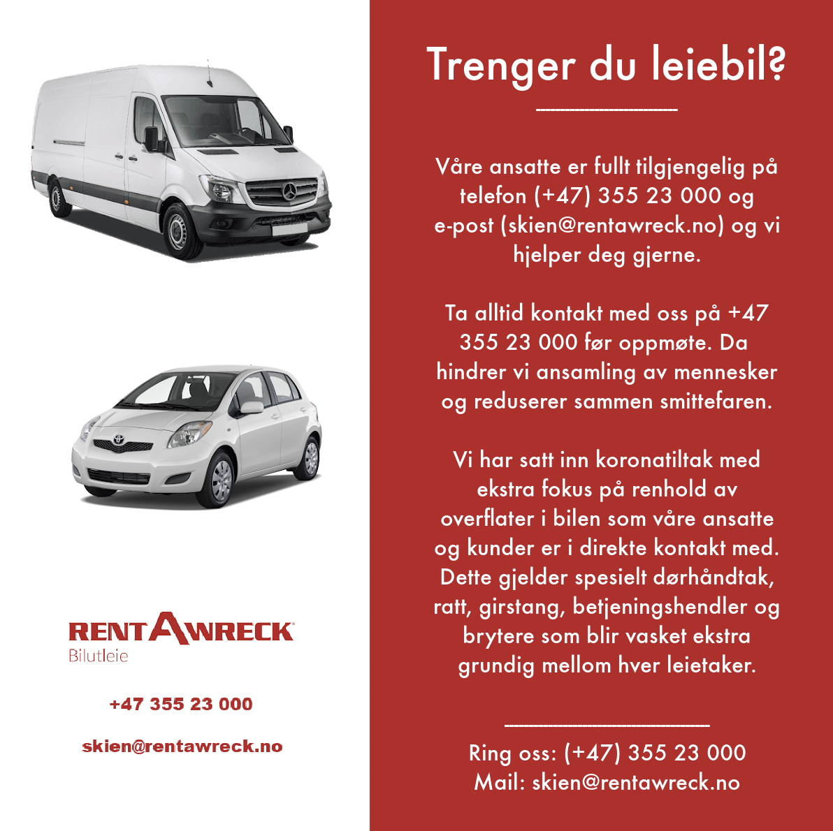 Leiebil Skien - billig bilutleie i Skien - Rent-A-Wreck