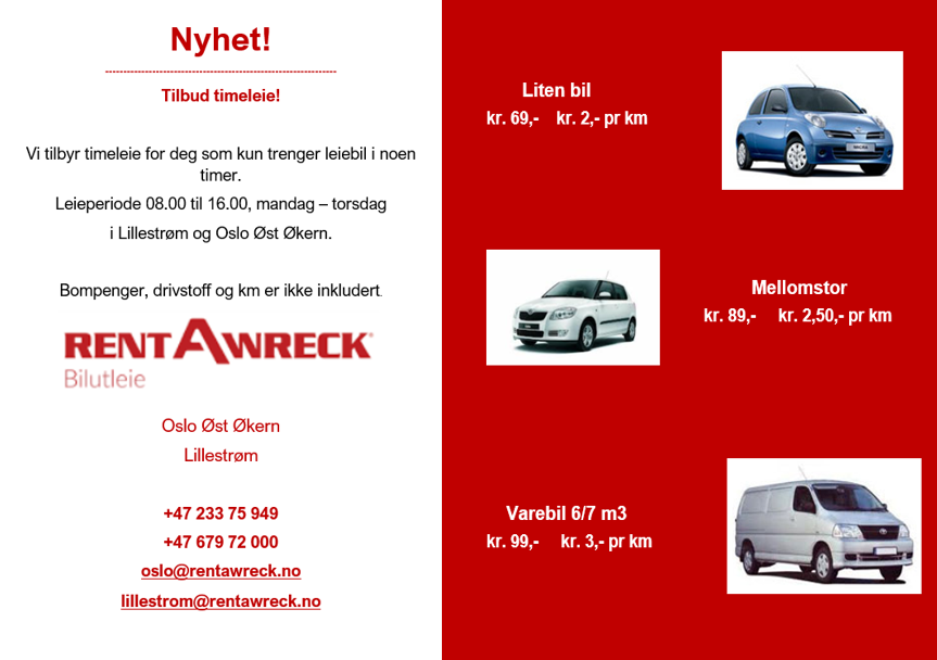 Leiebil Oslo Øst Økern billig bilutleie i Oslo Øst Økern RentAWreck