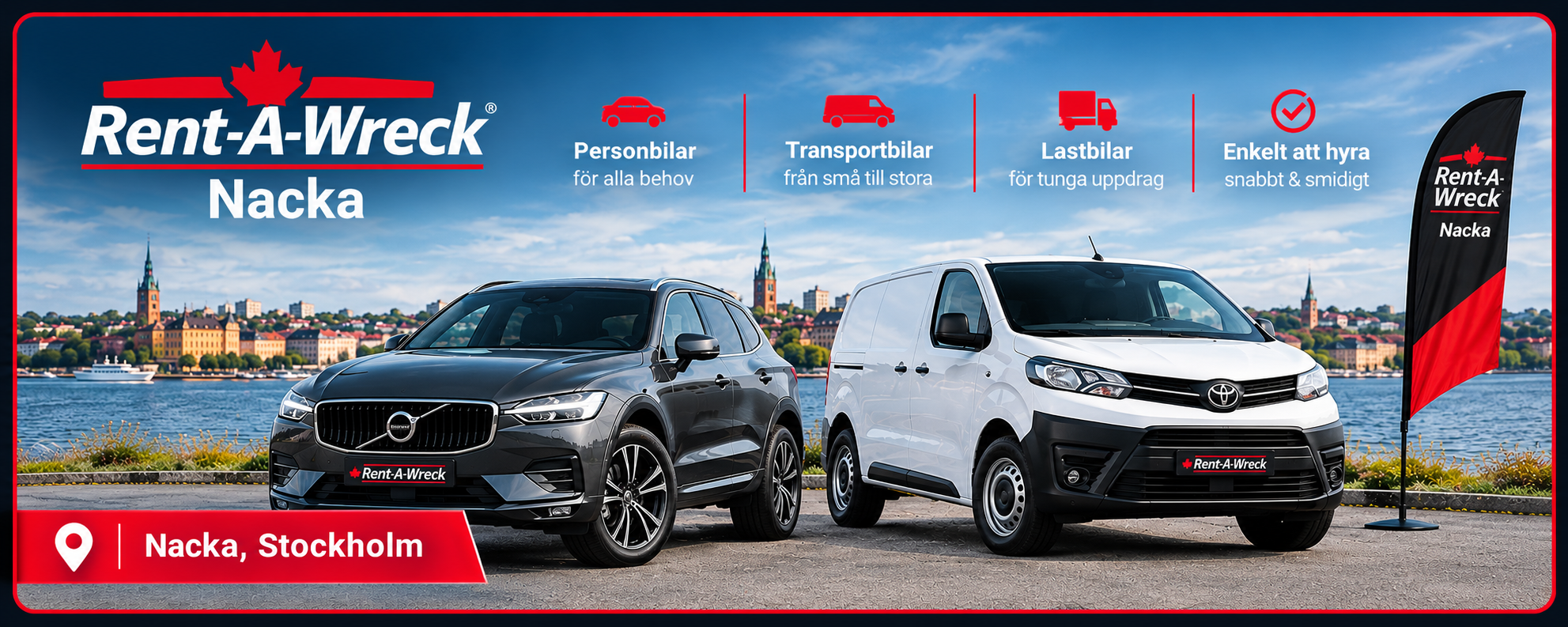 Rent-A-Wreck Stockholm Nacka/Björknäs: cars, vans and minibuses for rent, free cancellation up to 24 hours before pick-up